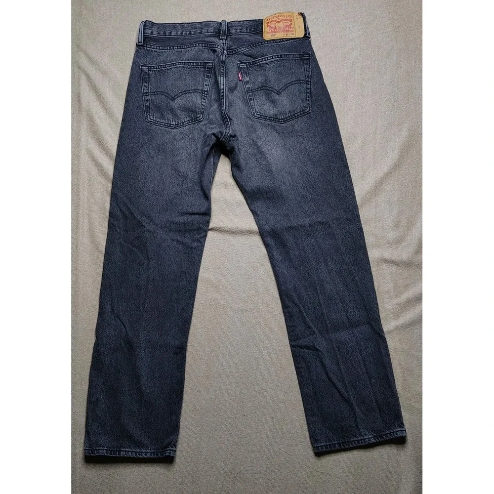 Levi's 501 Mens Jeans W33 L30 Gray Button Fly Straight Leg Denim Pants